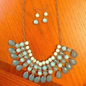 Teal matching necklace & earrings